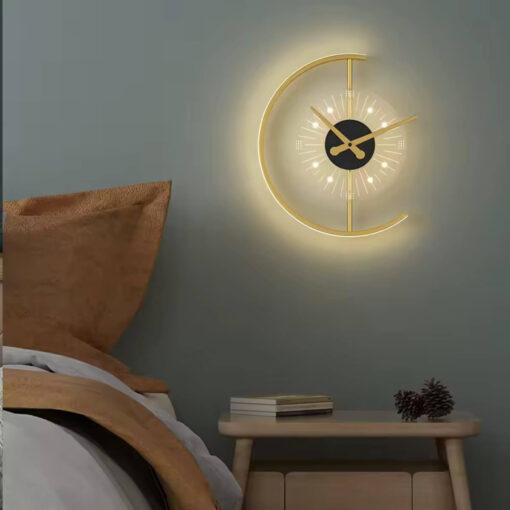 LED Väggklocka med Belysning – 40 cm Rund Design i Metall - Bild 4